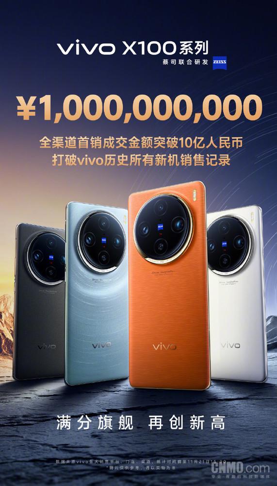 vivo X100系列首销破亿，刷新vivo新机销售纪录，彰显科技魅力