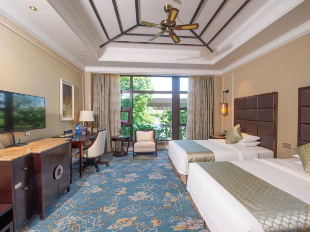 无锡太湖酒店高级园景双床房一晚每日双早水果下午茶